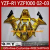 ヤマハYZF R 1 1000 CC YZF-R1 YZF-1000 00-03ボディワーク90NO.102 1000cc YZF R1 YZFR1 02 03 00 01 YZF1000 2002 2001 2000 2000 2000 2001 OEMフェアリングキットブラックブルーBLK