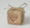 2021 جديد مربع الحلوى رومانسية القلب كرافت هدية حقيبة مع الخيش خيوط أنيقة الزفاف تفضل هدية مربع اللوازم 5x5x5cm