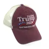 도널드 트럼프 2024 야구 모자 패치 워크 워시 워드 아메리카 최초의 모자 야외 스포츠 수 놓은 트럼프 메쉬 모자 CYZ3069 30pcs
