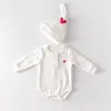 Bahar Bebek Giyim Seti Kalp Tarzı Şapka Pamuk Bebek Bodysuits Yüksek Bel Yürüyor Boys 210521
