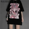 Летняя готическая одежда сексуальная женская свободная женская футболка панк темный гранж уличная одежда дамы топ футболки Harajuku одежда 210623