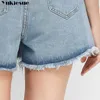 Mode d'été taille haute jupe-pantalon Denim jupe poches bouton Shorts décontracté femmes Sexy pantalon court 210608