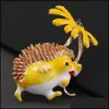 Pins, Brooches Jewelry Fashion Metal Drip Oil Daisy Hedgehog Brooch Female Creative Cor Aessories Drop Delivery 2021 Dhojr