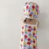 Children's Swimsuit + Swimming Cap Baby Girl Flower Print Spring Beach Suit baby swim wear 210515