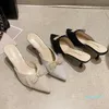 Elbise Ayakkabıları 2021 Lüks Payetli Yay Sivri Burun Katırları Kadın Terlik Kristal Kelebek-Düğüm Flip Flop Slaytlar Üzerinde Kayma