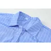 Vriendje stijl blouse tops vrouwen gestreepte oversized losse korte mouw blauw vest shirts zomer harajuku vrouw 210515