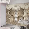 Luxe 3D Fleur Papier Peint Européen Diamant Papillon Or Pivoine Salon Chambre TV Fond Mur HD Décoratif Mural Fonds D'écran