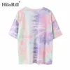 Kvinnor Streetwear Tie Dye Print T Shirt Fashion Batwing Kortärmad Toppar Tees Sommar O Neck Casual Tshirt Camisetas 210508