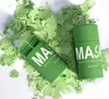 Étui rond de qualité Masque solide nettoyant au thé vert Nettoyage en profondeur Beauté de la peau GreenTeas Hydratant Soins du visage Masques pour le visage Peelings