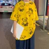 Erkek T-Shirt Kore Kısa Kollu Erkekler Tişörtleri Yaz Hong Kong Tarzı Çift Giysileri Hayvan Ayı Komik Çizgi Renkler Anime Grafik Boy Üst