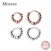 Pendientes de aro con cuentas de luz de Color oro rosa para mujer, Plata de Ley 925 auténtica, joyería fina pequeña, regalo para niña 210707