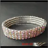 Bracelets Bijoux Drop Delivery 2021 12 Pièces Lot 4 Rangées Cristal Diamante Strass Élastique Bracelet De Mariée Bracelet Stretch En Gros De Mariage