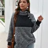 Losssky sweatshirts kvinnor långärmad patchwork färg fahsion höst vinter pullover svart damer plysch varma toppar kläder 2020 x0629