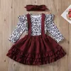 0-24M Leopard born Infant Baby Girl Clothes Set Autumn Spring Long Sleeve Romper Ruffles Skirts Outfit Costumes 210515