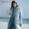Twotwinstyle minimalistisk patchwork pocket bomullsrock för kvinnor lappa långärmad casual solid kappor kvinnlig mode vinter 210517