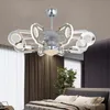 L￤tt lyxig fl￤kt taklampa kristall vardagsrum enkel matbelysning med elektriska integrerade fl￤ktar
