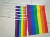 Nowoczesna Rainbow Gay Pride Flag 21 * 14 CM Creative Hand Mini Handheld Używane Hurtownie Dla Rodzinnych Wakacyjnych Dekoracji Party