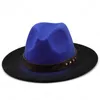 Mulheres simples homens lã lã trilby sentiu chapéu fatora com corota larga cavalheiro elegante cor gradiente para lady inverno jazz tampões