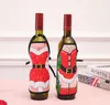 Rode Wijn Fles Bier Champagne Covers Kerstfeest Tafel Decor Mini Xmas Festival Schort Santa Gift Verpakking Decoraties