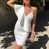 Summer Women Party Club Indossare BrowFuffe Spaghetti Strap White Sexy BodyCon Abito aderente 210415