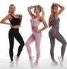 Sport Sportkläder Byxor Kvinnor Fleece Tracksuits Kvinna Yoga Outfits Kvinna kostym Sexig Push Up High Waist Leggings Gym Aktivt slitage Seamless Workout Set Femme Fitness