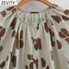 Vrouwen vintage o hals geometrische print zoom plooi ruches midi jurk chique vrouwelijke lantaarn mouw slanke vestido DS5005 210416