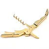Golden Color Wine Corkscrew Stainless Steel Bottle Opener Knife Pull Tap Double Hinged Corkscrew Gifts T2I527784772409