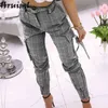 Frauen Hosen Slim Tasche Feste Farbe Streetwear Hosen Weibliche Mode Lässig Plus Größe S-5XL Reißverschluss Krawatte Füße Hosen Frauen 211112