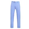 Mäns byxor Vår sommar Casual Sky Blue Plaid Men Button Bomull Straight Long Fickor Business Trousers Office Male Slim