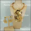 Ohrringe Halskette Schmuck Sets Mejewelry Mode Dubai Vergoldet Set Für Frauen Große Blume Verlobung Party Fhk12174 Drop Lieferung 2021 Xd