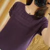 T-shirt women 2021 summer new pure cotton top casual sweater pure color knitwear round neck pullover short sleeve plus size tees X0628