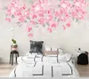 Bakgrundsbilder papel de parede akvarell rosa blommig 3d blomma tapet, vardagsrum TV soffa vägg sovrum kökspapper hem dekor väggmålning
