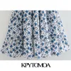 Kobiety Chic Moda Kwiatowy Druku Plisowany Midi Sukienka Vintage Pół Rękawy Guziki Sukienki Sukienki Vestidos Mujer 210416