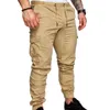 Pantalons de survêtement Streetwear pantalons hommes pantalons taille cordon cheville attaché maigre Cargo pantalon hommes décontracté couleur unie pantalon H1122271a