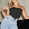 Straplscarf Crop Tops for Women Fashion SleeSeLacklClub Party Sexy Wrap Mini Tube Top Beskuren Solid X0507