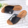 Women Slippers Summer Shoes Cow Leather Platform Wedge Heel Open Toe Slides Ladies Sandals Gray Beige Size 40 210517