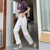 SML Sommer koreanische Ins-Stil lose Frauen lange weiße Denim-Hosen hohe Taille Wide Leg Jeans für Damen (sy8770) 210423