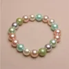 Fili di perline 8-10mm Perline rotonde Moda Multicolor Conchiglia naturale Tahiti Nero Perle dei Mari del Sud Bracciale Linea elastica Fawn22