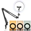 10Inch LED Selfie Ring Light USB Photography Lighting With Long Arm Holder Desktop Stand för smink YouTube VK Video Fill Lamp
