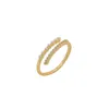銅18Kゴールド充填韓国の気質シンプルな人差し指のオープニングリングパールダイヤモンドリングジュエリー