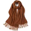 Vinter Pure Long Cashmere Scarf Women Luxury Brand Real Warm Tjock Soft Solid Sjal Ladies Wrap 220106