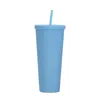 Çivili Soğuk Kupası 24 OZ 710 ml Çift Duvar Mat Plastik Tumbler Kahve Kupa Ile Saman Özel Logo Accpet YYFA230