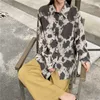 AELEAGNTMIS KOREAN VINTAGE Leopard Blusskjorta Kvinnor Lösa Casual Tie Dye Skriv ut Skivor Chic Långärmade Toppar Vår Streetwear 210607