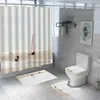 Cortinas de chuveiro 3D Cortina de praia Conjunto de banheira de poliéster à prova d'água Tapetes anti-deslizamento tapetes de tampa da tampa da tampa do banheiro