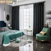 Nordic Ins Curtain for Living Dining Room Bedroom American Light Luxury Retro Green Fish Bone Curtain Finished Product Window 211203