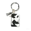 Zebra-stripe PU Lether Bracelet Keychain with Card Bag Tassels Pendant Cow Print Portable Wrist Bags zipper Party Supplies T2I51993