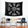 Vikings Compass Symbol Tapestry Hanging Tapiz Bedspread Norse Wall Cloth Polyester Home Decoration Vintage 210609