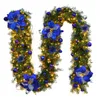 Dekoratif Çiçekler Çelenk 2.7 M Noel Şifreli Rattan Kapı Asılı Garland Dekorasyon Ağacı (Işıkları ile) El Yapımı