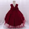 女の子のドレス女の女の子のための1歳の誕生日ドレスプリンセスレースTUTU PETTISKIRTロングフォーマルボウノットパーティーキッズ服264H