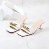 Dress Shoes Kalsooni 2021 Summer Women Sandals Casual Simple Metal Decoration Open-toe One Line Slippers